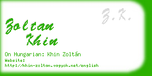zoltan khin business card